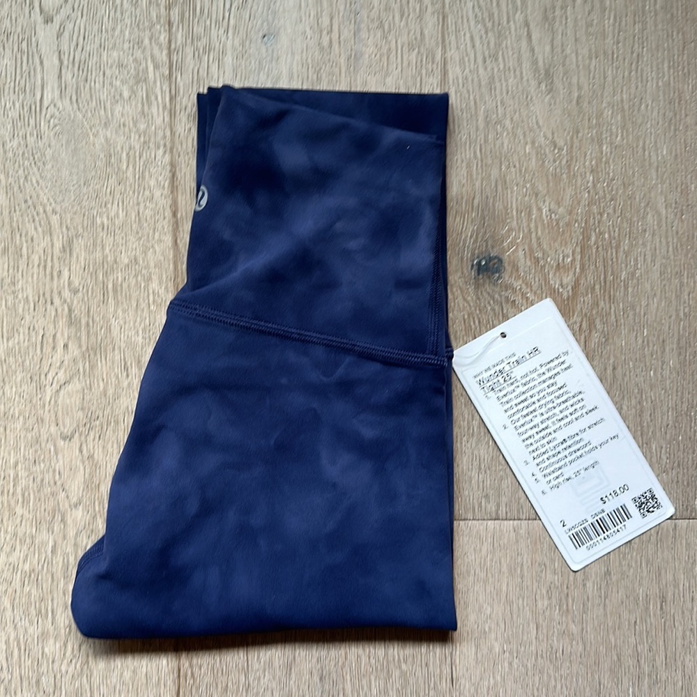 wunder train hr tight 25" diamond dye shade naval blue size 2 lululemon nwt